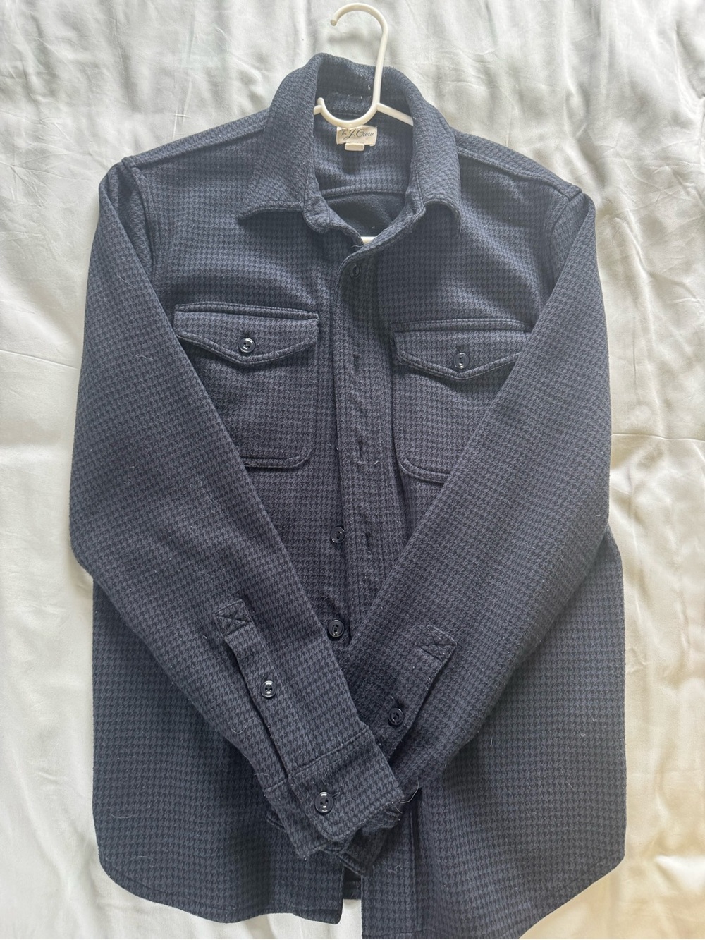 J. Crew Dark Navy Textured Shirt Jacket (Thick)
